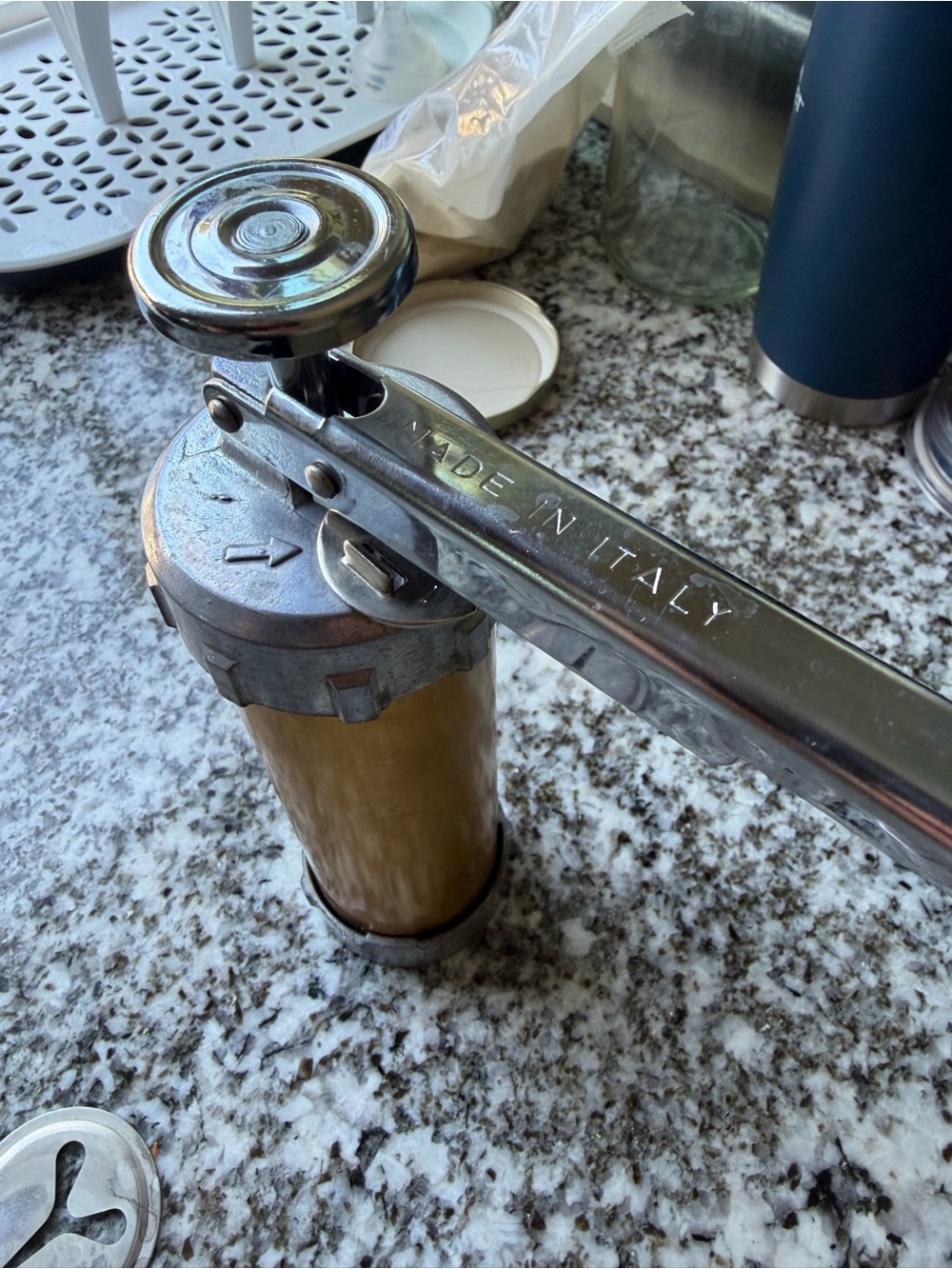 Made in Italy Vintage Metal Cookie Press - Silver and Brown